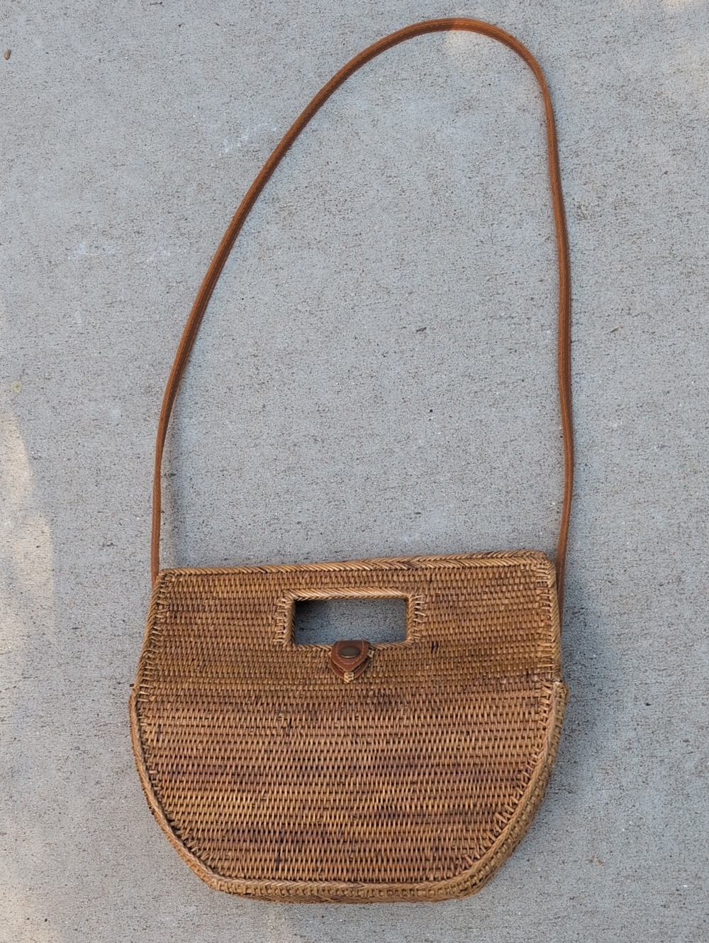 Anthropologie Woven Rattan Crossbody Bag in Brown